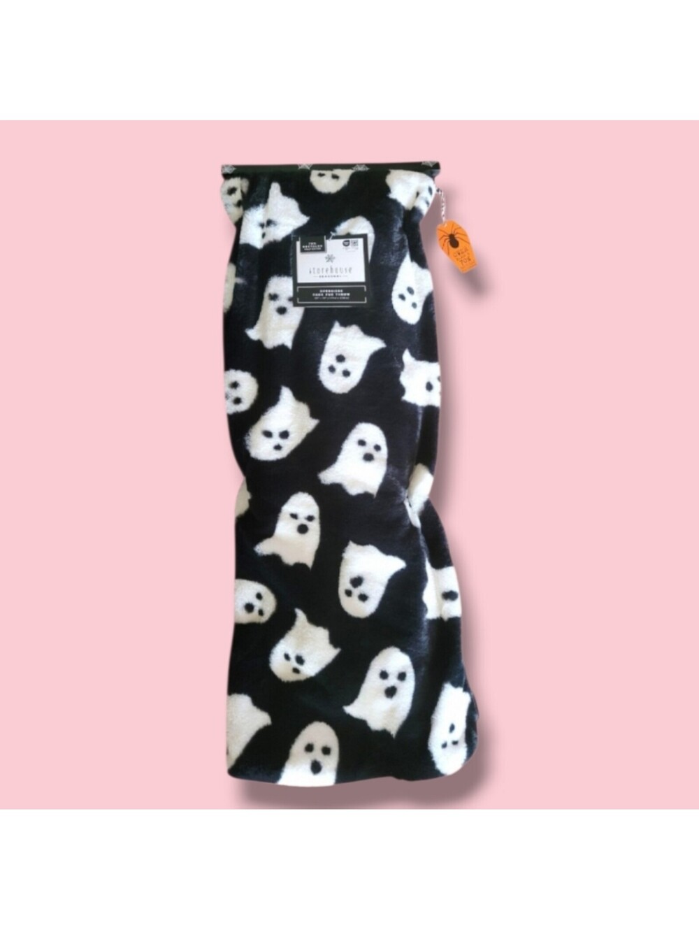 Halloween Ghost Faux Fur Plush Throw Blanket XL 50"×70" NWT